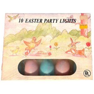 Vtg STRING EASTER EGG LIGHTS Easter Decor original box 10 lights indoor/outdoor